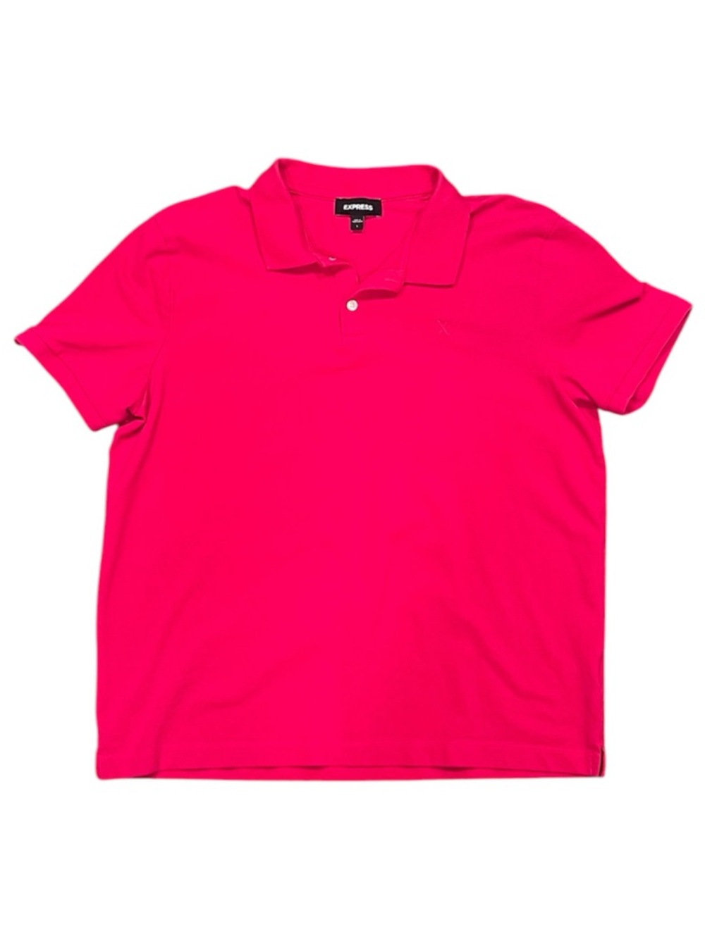 Express Bright Pink Polo Shirt Women’s Large Short Sleeve Collared Top